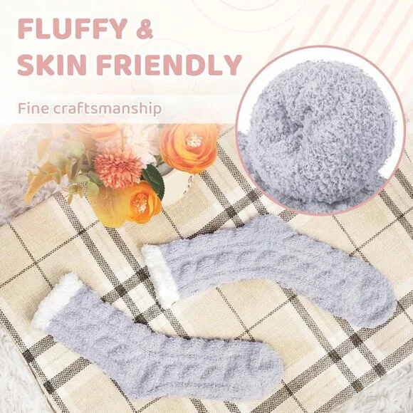 ⭐ 7-Pair Women’s Fuzzy Socks Cozy Warm Fluffy Christmas Winter Gift Set
